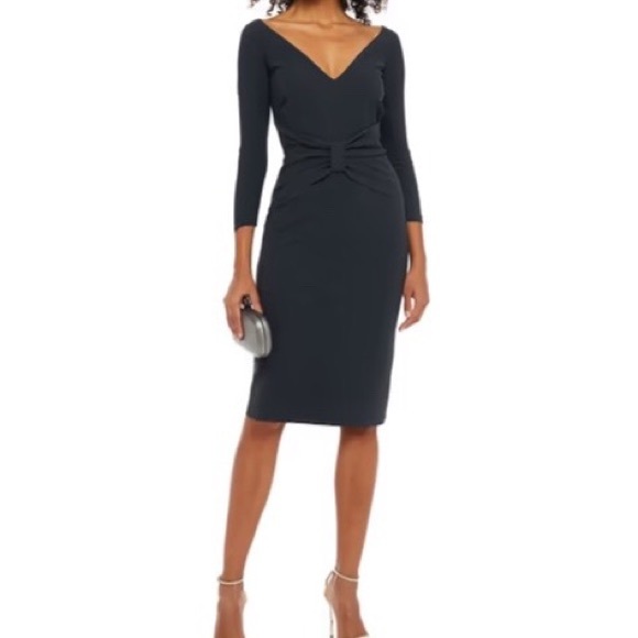 Chiara boni black neck satin bow dress